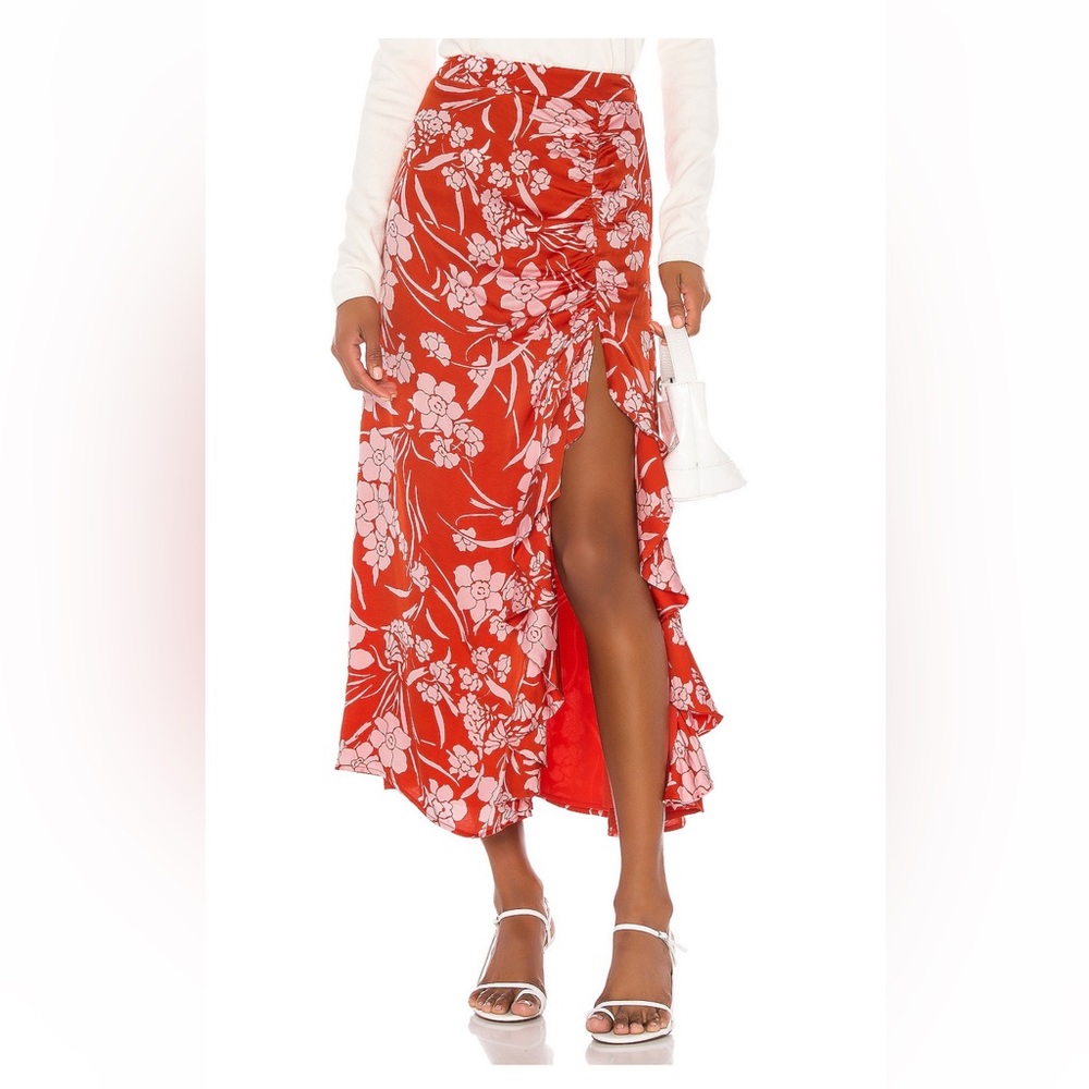 NWOT Song of Style Zahir Midi Skirt in Red Dahalia | Size Medium